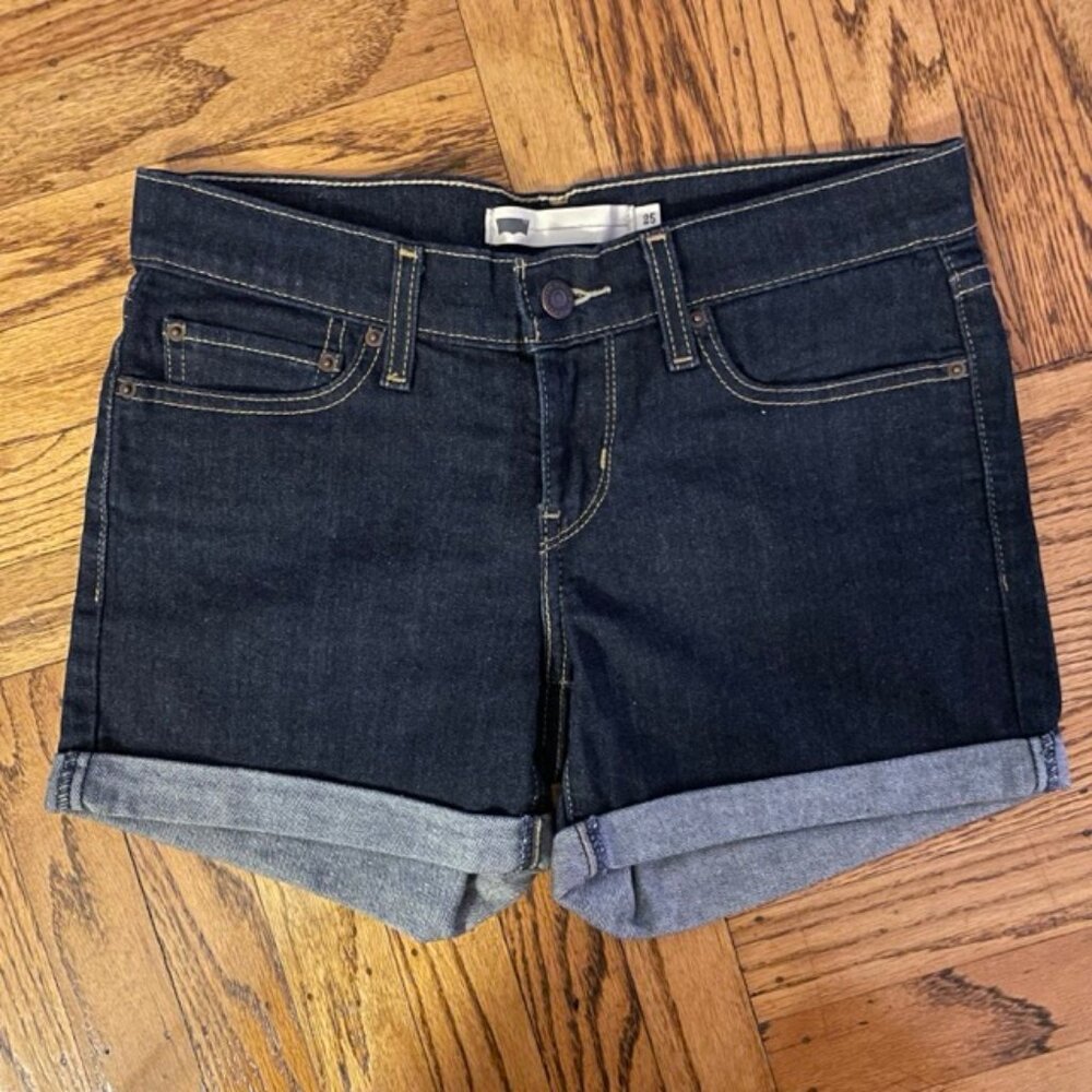 Levi's dark wash jean shorts, size 25 waist